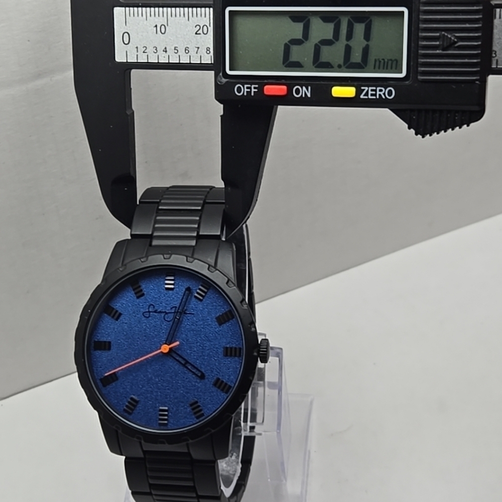 Mens Sean John Urbin 43mm Black Blue Watch SJ0001BKB New Battery Quartz Analog - Picture 5 of 10